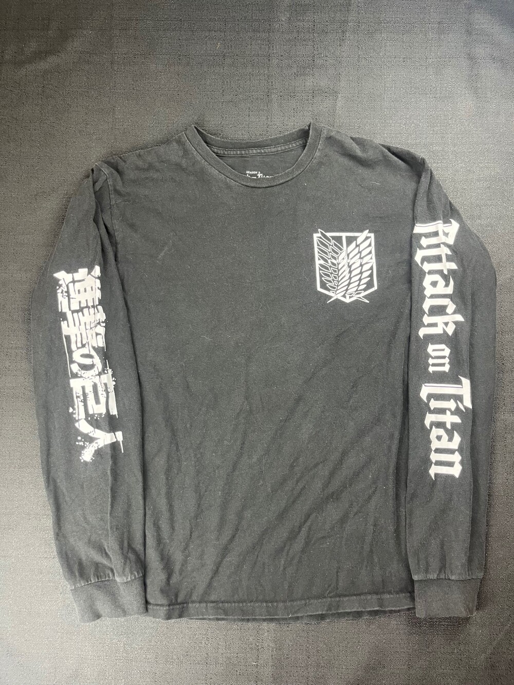 Attack on Titan Medium Black Cotton Long Sleeve Shirt Anime Tee